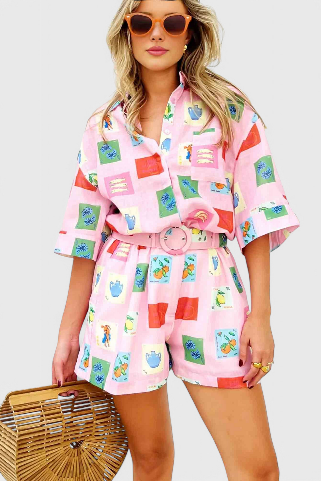 Paula Conjunto de Estampado Pink