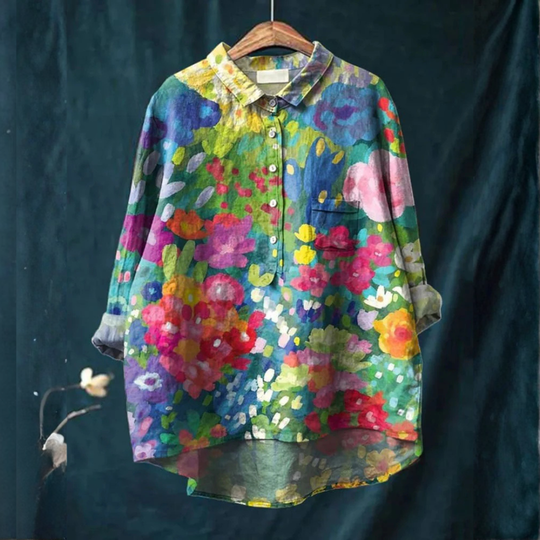 Renata – Camisa de lino con estampado