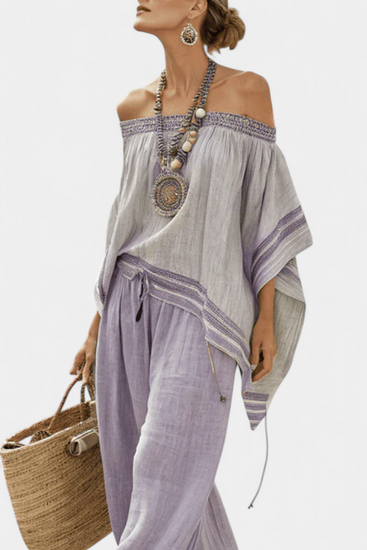 Serenella - blusa y pantalones de pierna ancha a rayas