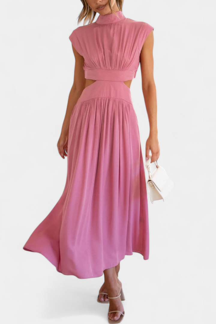 Jocelyn Conjunto Largo Minimalista con Escote Alto y Abertura Lateral