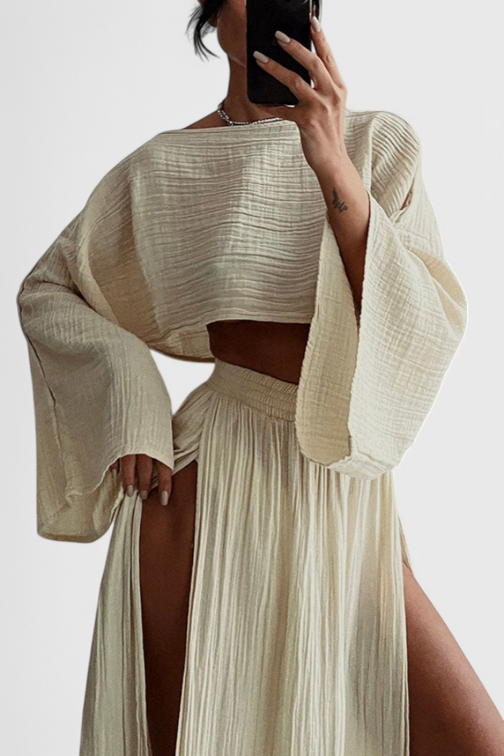 Martha Conjunto de Dos Piezas con Falda de Abertura Alta