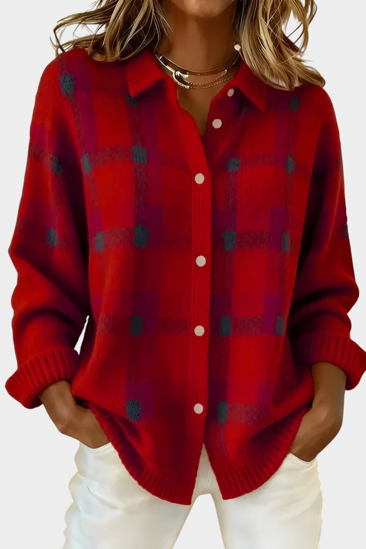 Mara | Cárdigan de punto a cuadros con tacto suave