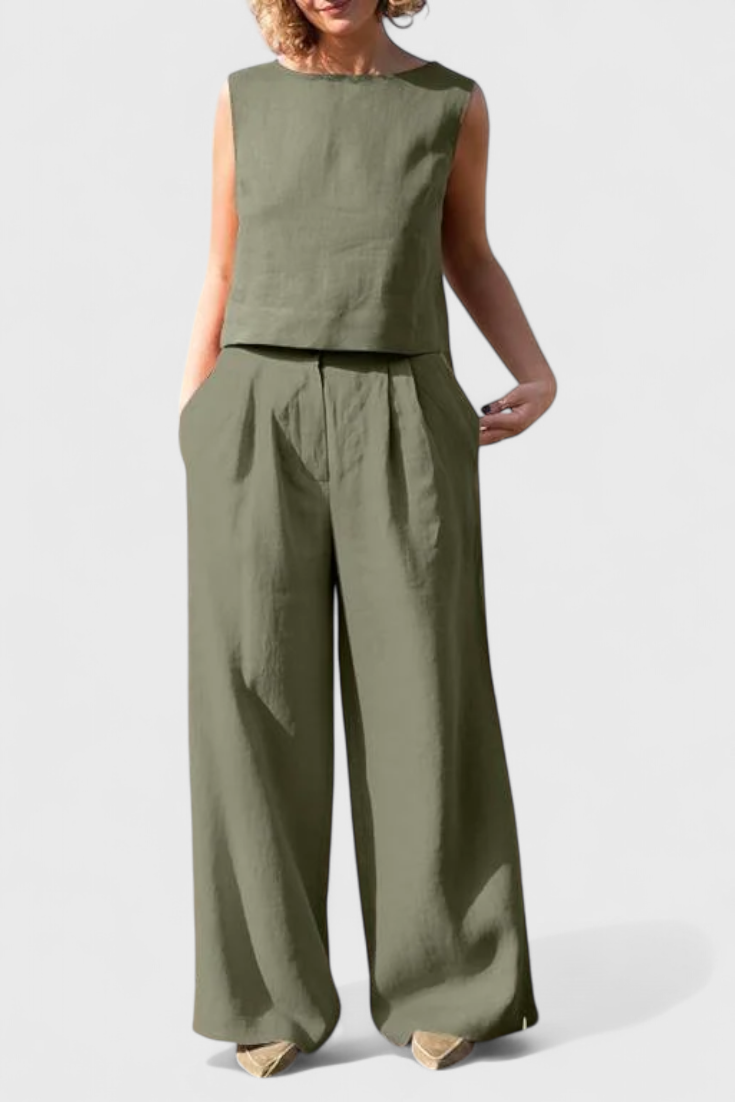 Yvanne Conjunto Vintage Sin Mangas de Verano