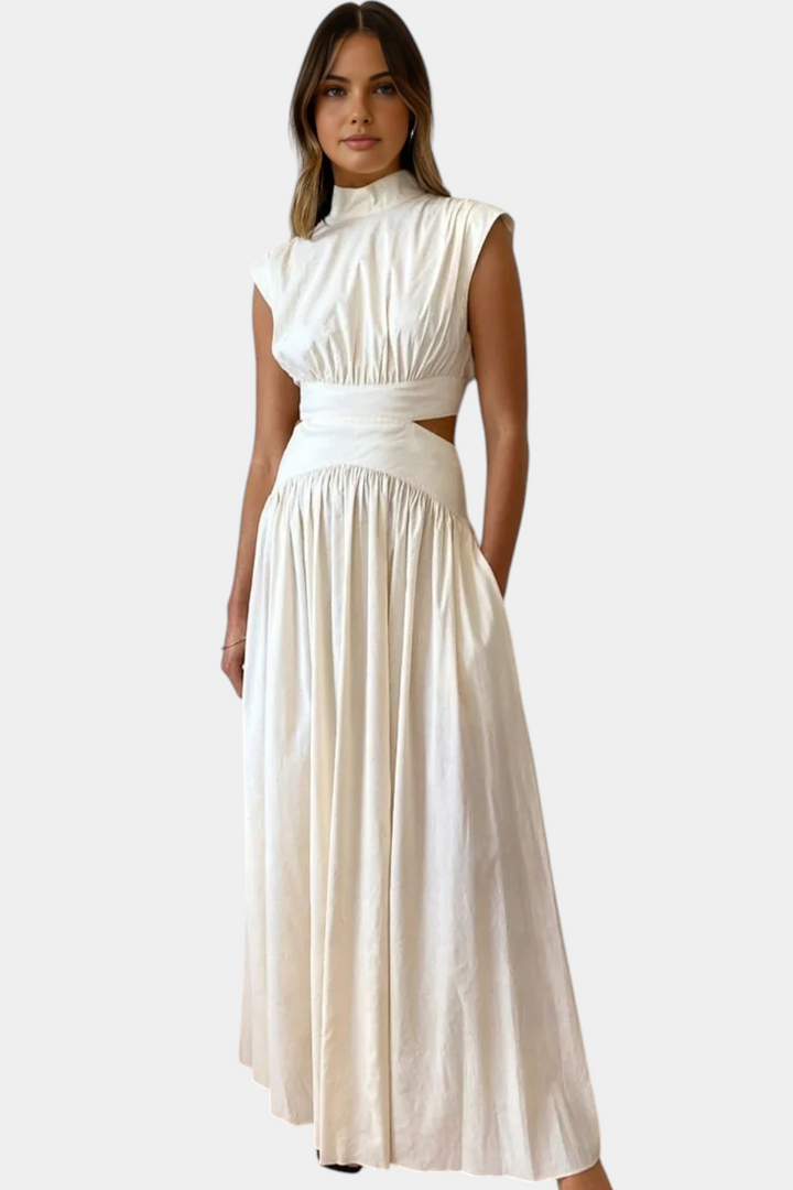 Jocelyn Conjunto Largo Minimalista con Escote Alto y Abertura Lateral