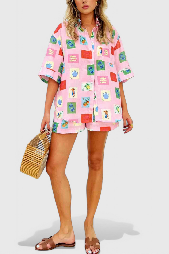 Paula Conjunto de Estampado Pink