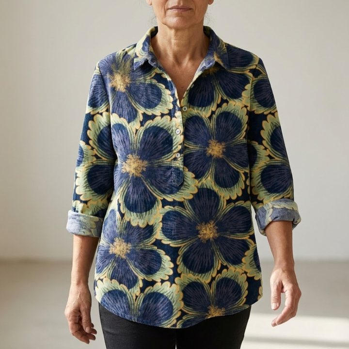 Chiara – Camisa de lino con estampado