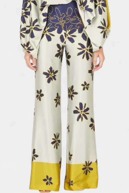 Sybella Conjunto de Dos Piezas con Hombros Descubiertos y Pantalones Amplios Estampados