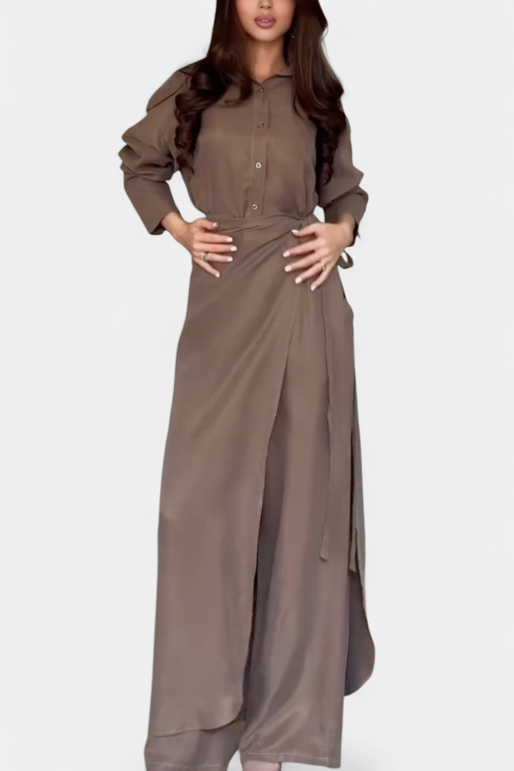 Marisol Conjunto Casual de Camisa Suelta y Pantalón Falda