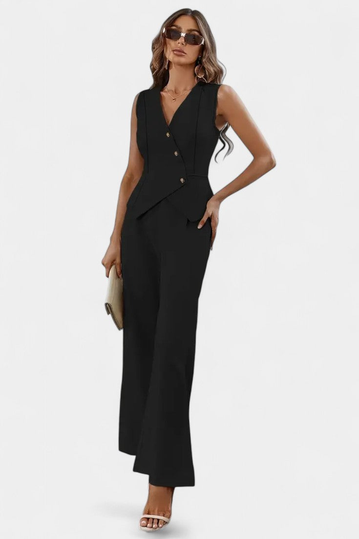 Heskia Conjunto de Chaleco Sin Mangas y Pantalones de Pierna Ancha