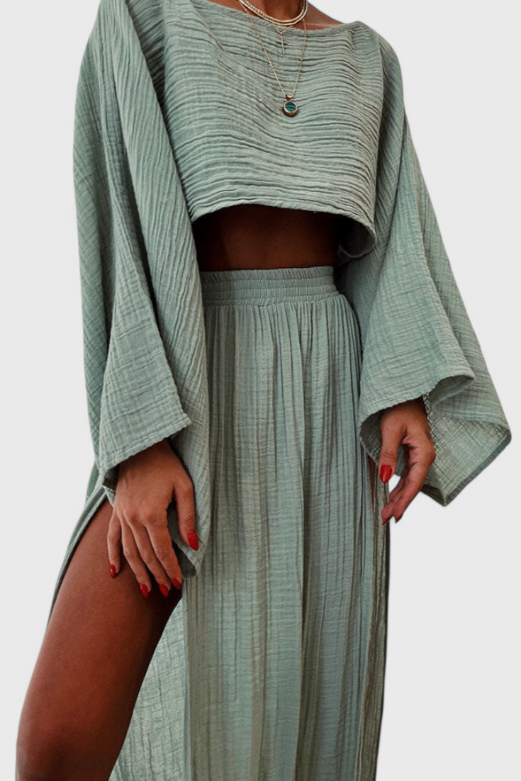 Martha Conjunto de Dos Piezas con Falda de Abertura Alta