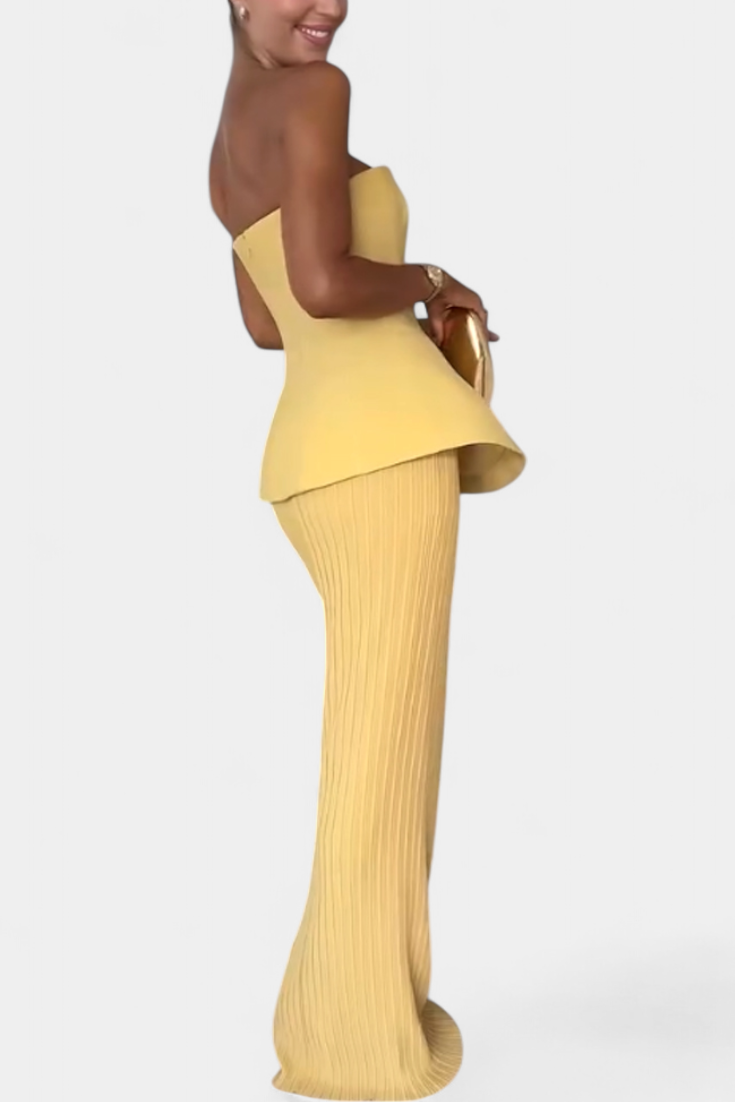 Clarita Conjunto de Dos Piezas Plisado Sin Tirantes