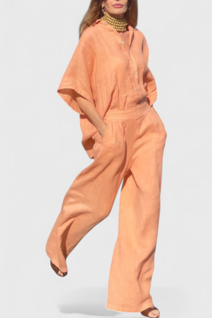 Adesua Conjunto Casual de Verano en Algodón-Lino