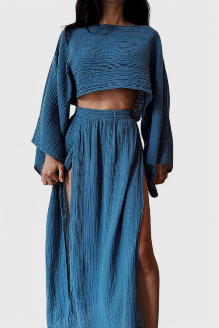 Martha Conjunto de Dos Piezas con Falda de Abertura Alta