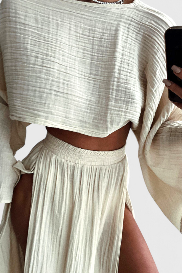 Martha Conjunto de Dos Piezas con Falda de Abertura Alta