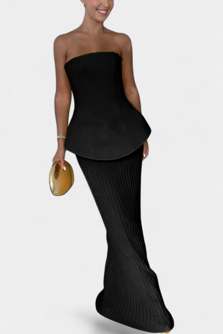 Clarita Conjunto de Dos Piezas Plisado Sin Tirantes