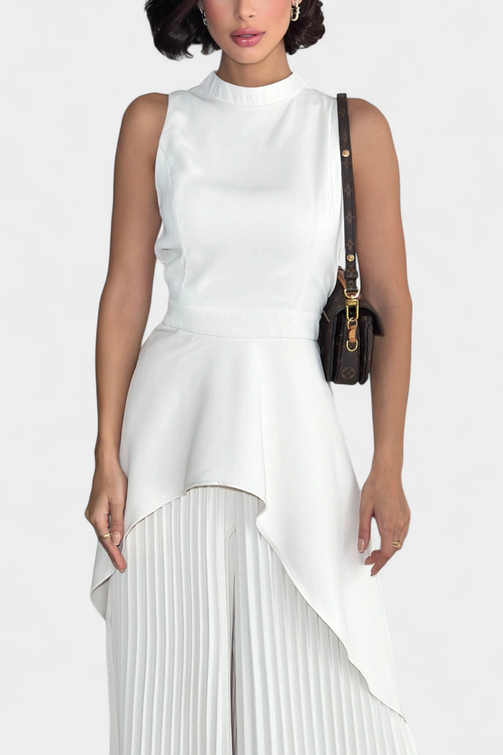 Chrysoula Conjunto Asimétrico con Pantalón Plisado