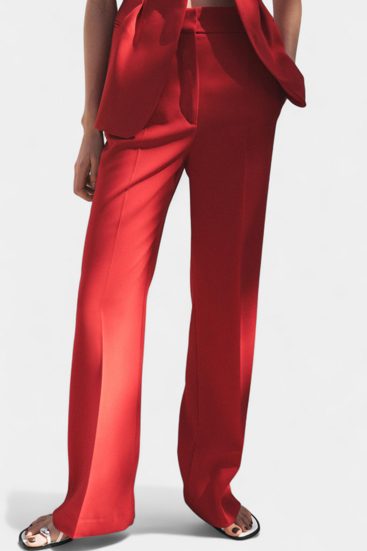 Carlen Conjunto Clásico de Chaleco con Cinturón y Pantalón de Pierna Ancha