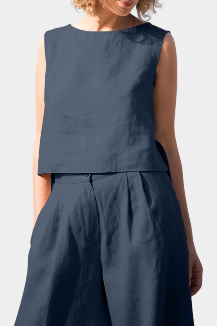 Yvanne Conjunto Vintage Sin Mangas de Verano