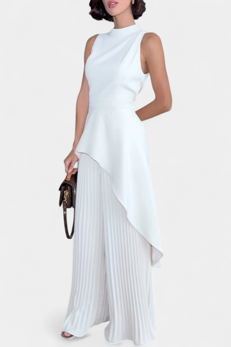 Chrysoula Conjunto Asimétrico con Pantalón Plisado